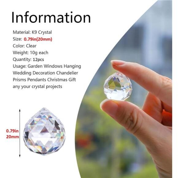 20mm/0.78inch Clear Crystal Ball Prism Rainbow Maker Window - Picture 3 of 7